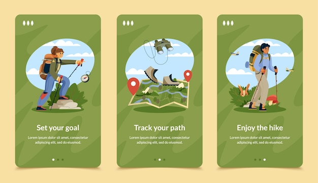 Vector hiking app design in flat design