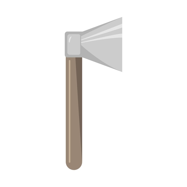 Hiking axe with wooden handle on a white background