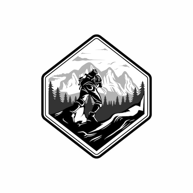 Vector hiking and camping logo design vector template