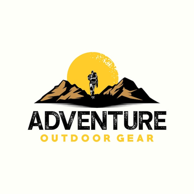 Vector hiking and camping logo design vector template