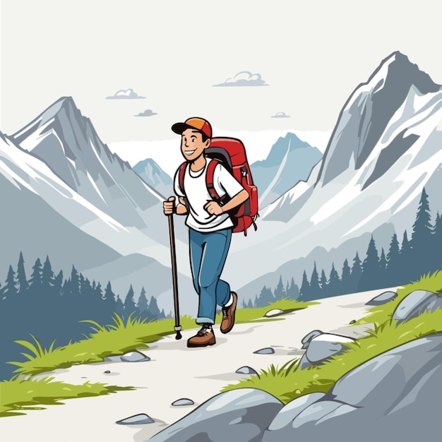 Vector hiking cartoon vector