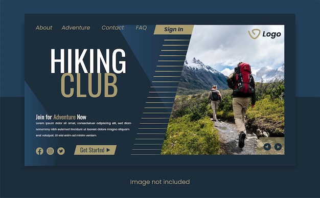 Vector hiking club landing page template