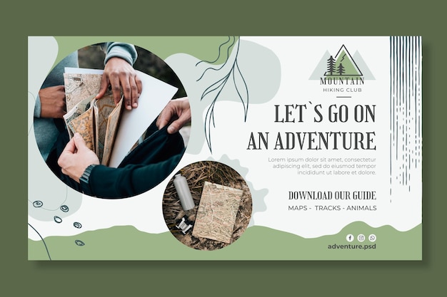 Vector hiking horizontal banner template