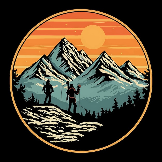 Hiking illustratie T-shirt ontwerp