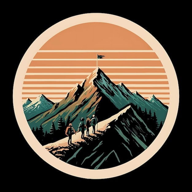 Hiking illustration T shirt design