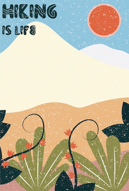 Hiking is life poster minimalism with earthly colors