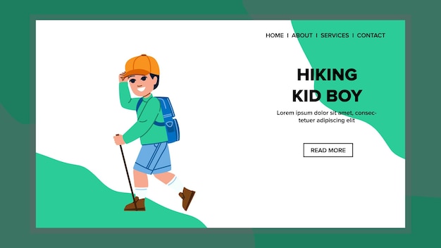 Hiking kid boy vector