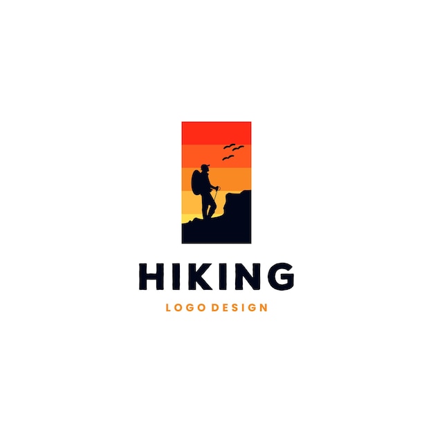 Hiking logo design modern concept