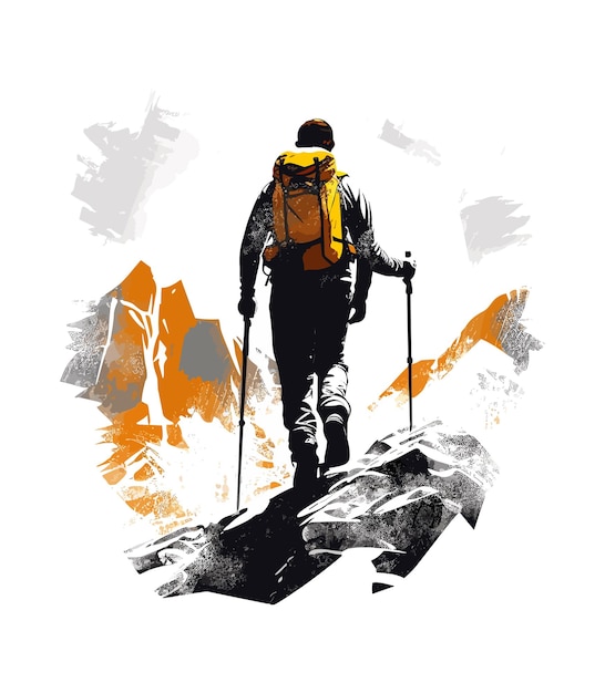 Hiking Man Illustratie op witte achtergrond