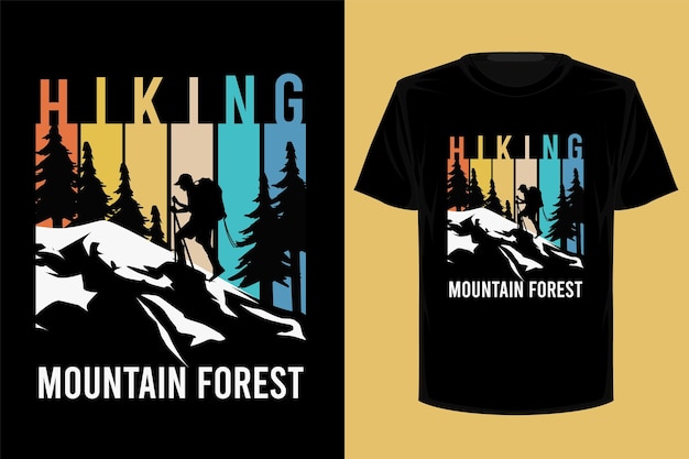 Hiking mountain forest retro vintage t shirt design