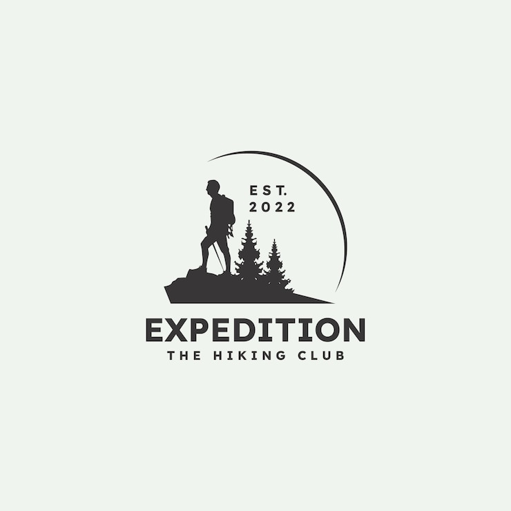Vector hiking outdoor adventure logo vector design template