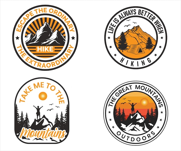 Hiking Outdoor Badge TShirt Design vector art