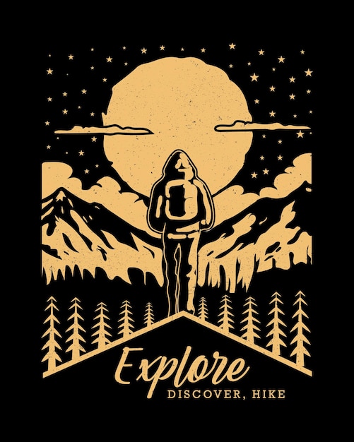 Vector hiking outdoor tshirt design hiking tee vector design