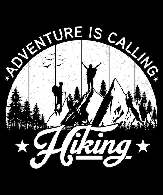 Vector hiking retro vintage silhouette set tshirt design