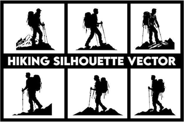 Hiking Silhouette Vector Bundle