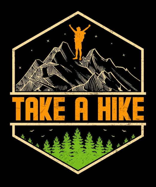 Hiking t-shirt design or mountain pine tree hiking vector