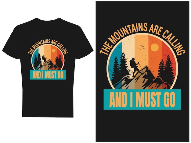 Vector hiking t shirt design and vector