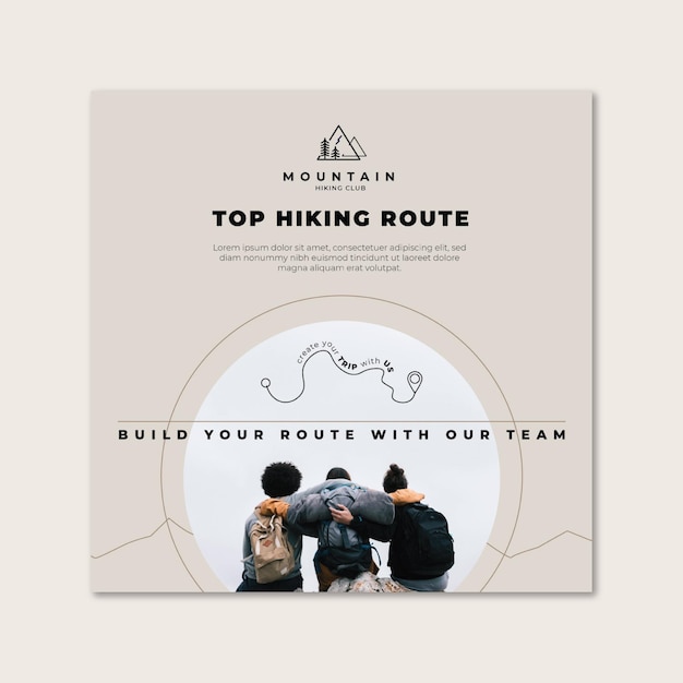 Hiking trip squared flyer template