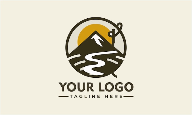 Vector hiking vector logo design vintage adventure mountain logo vector for hiking lover