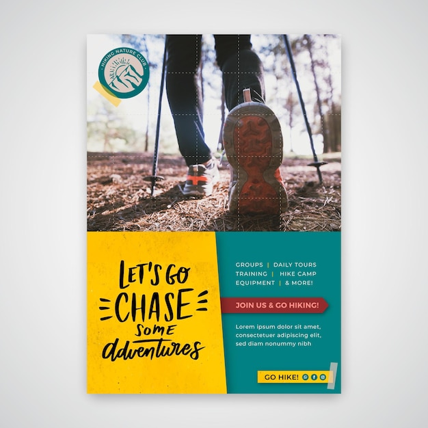 Hiking vertical flyer template