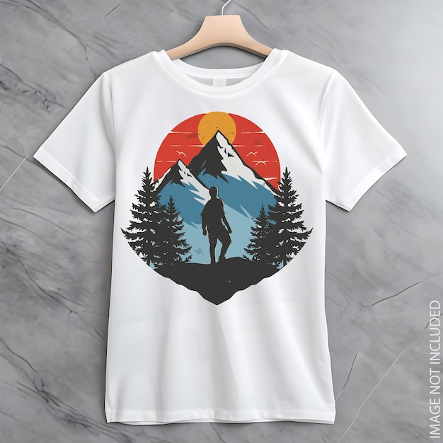 Hiking vintage t shirt with mountain Adventure illustration shirt design