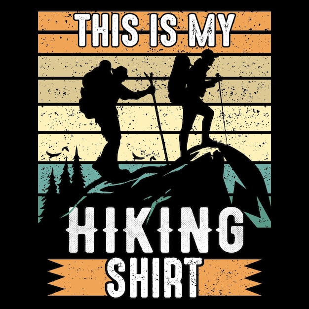 Hiking vintage vector tshirt design black silhouettes vector element