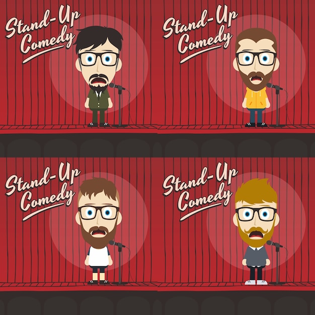 hilarious guy stand up comedian cartoon