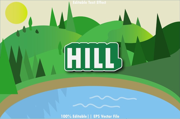 Effetto di testo modificabile hill rilievo in stile cartone animato