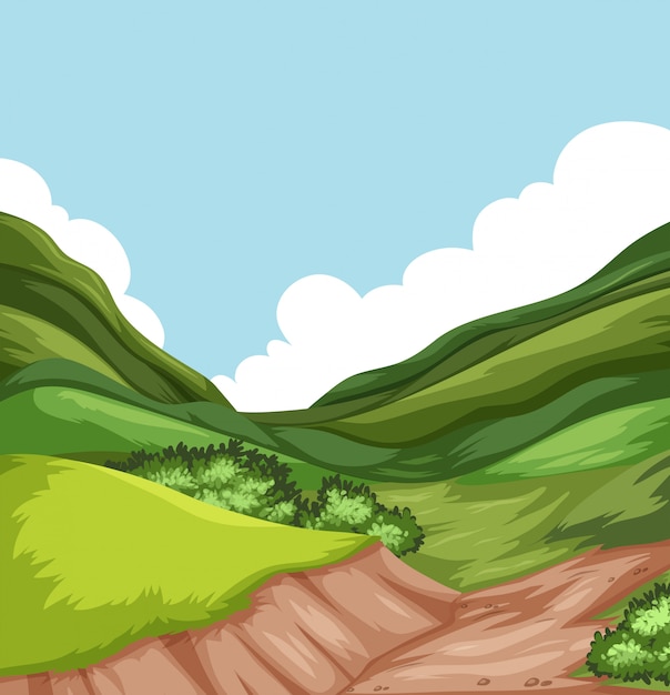 Vector hill nature landscape scene