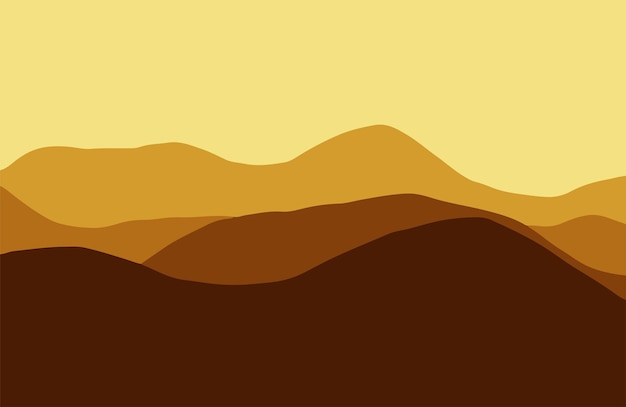 Vector hills and mountains in the haze at sunset - vector illustration