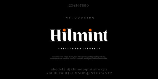 Hilmint serif classic design font vector illustration of alphabet letters