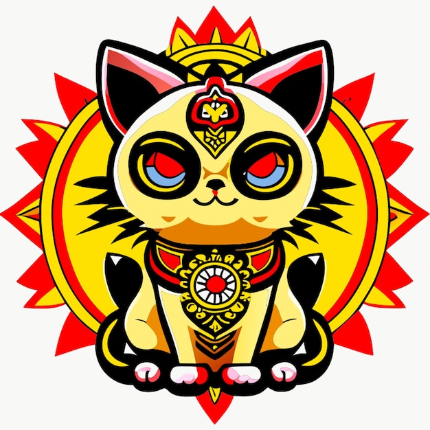 a himalayan cat with intricate mandala patterns tshirt design with an earthy background vector