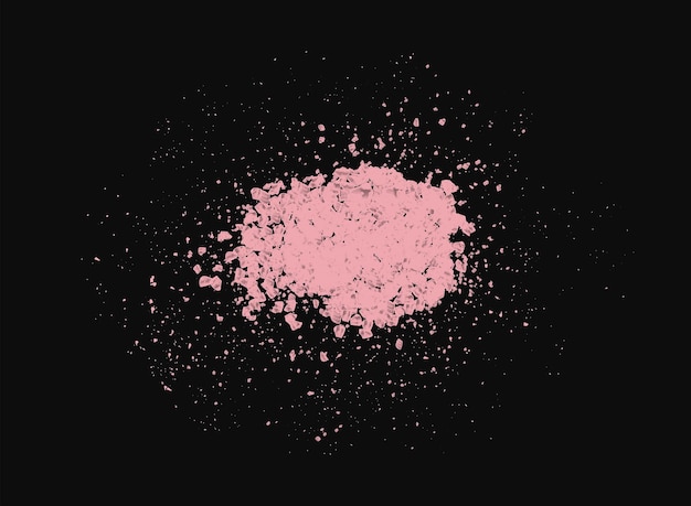 Vettore sale rosa himalayano una dispersione di cristalli di sale illustrazione vettoriale realistica isolata su nero