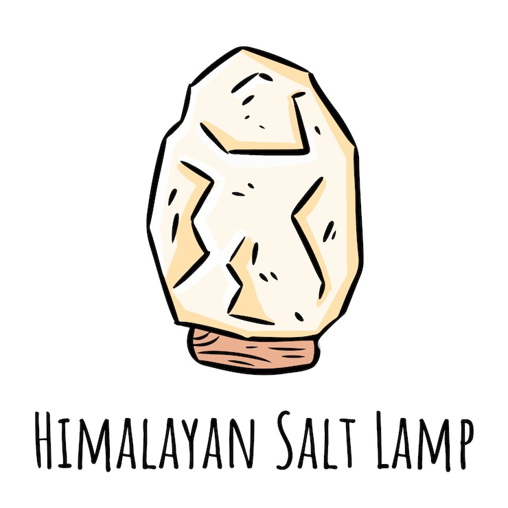 वेक्टर himalayan white salt lamp doodle. linear modern indigenous monogram with salt crystal.