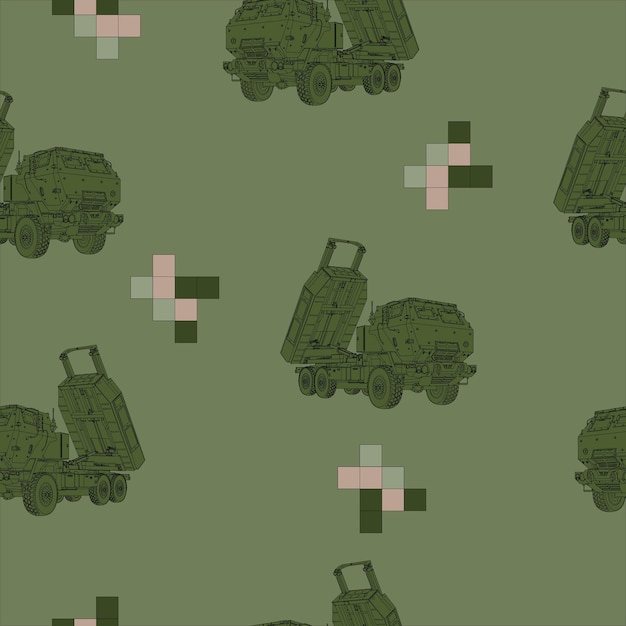 Vector himars olive color pattern artillery rocket system tactical truck printable design wallpaper element