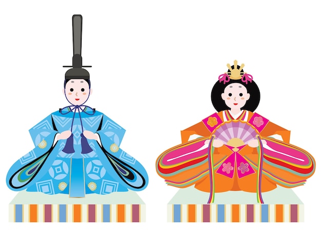 Vector hina doll of male and female of the doll's festival