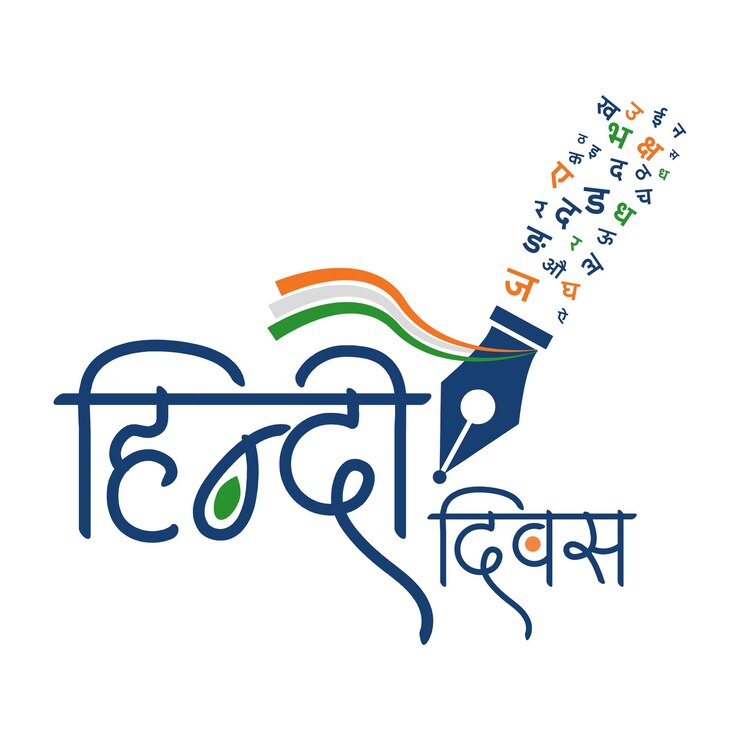 वेक्टर hindi diwas india language concept illustration