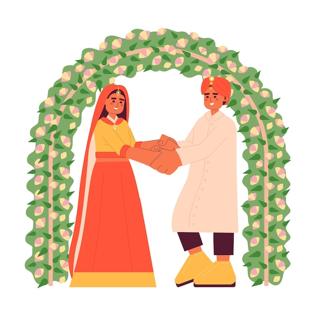 Hindoe bruiloft plat concept ter plaatse vectorillustratie