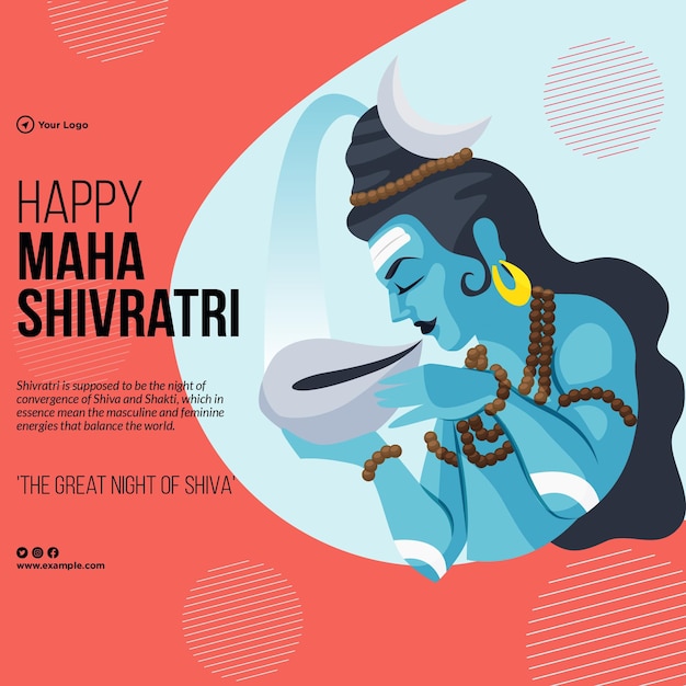 Hindoe festival gelukkig maha shivratri banner ontwerpsjabloon