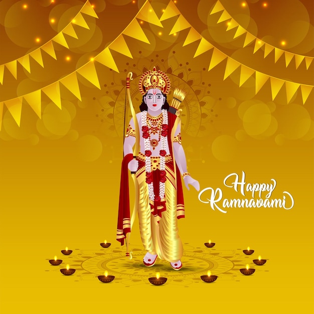 Hindoe festival happy ram navami achtergrond met vectorillustratie