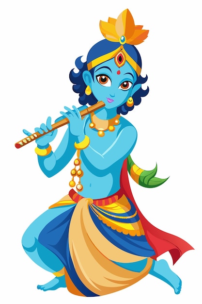 Hindoe-god Lord Krishna vector illustratie op een geïsoleerde achtergrond