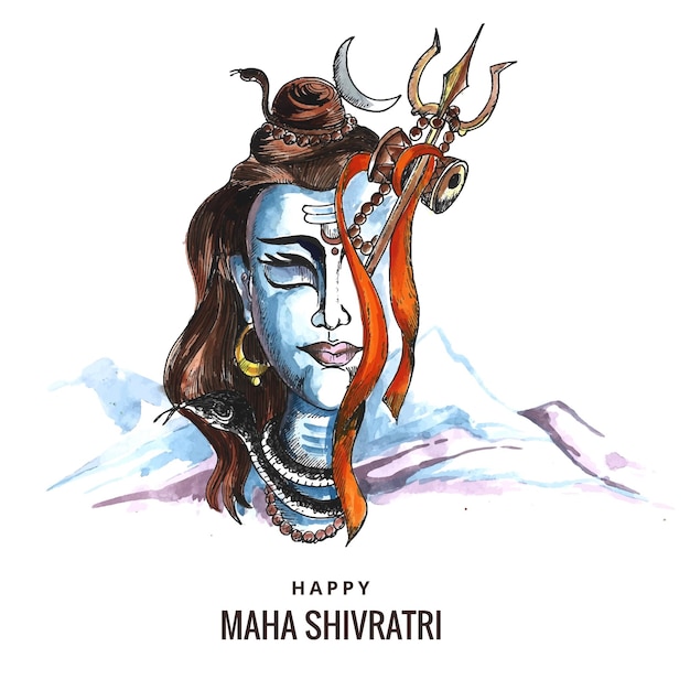 Hindoe heer shiva voor indiase god maha shivratri mooie kaart achtergrond