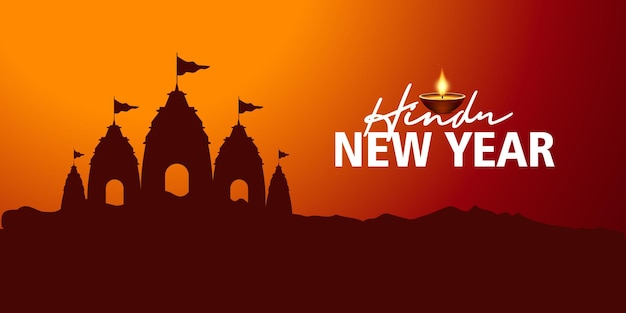 Hindoe Nieuwjaar Hindoe Dag Poster Banner Design Hindoe nieuwjaar 2024 Datum Het Hindoe nieuwe jaar begint