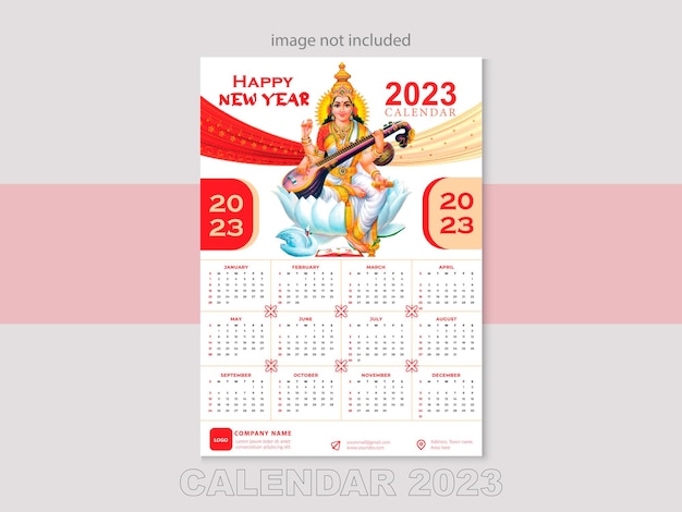 Hindoe Wandkalender 2023 Lay-out