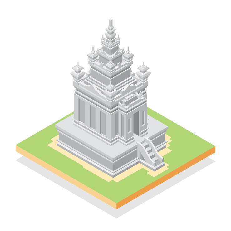 Vector hindu ancient temple in isometric design