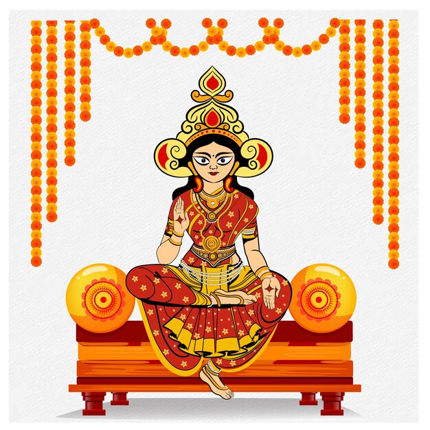 Hindu Devi Vector Illustration for puja