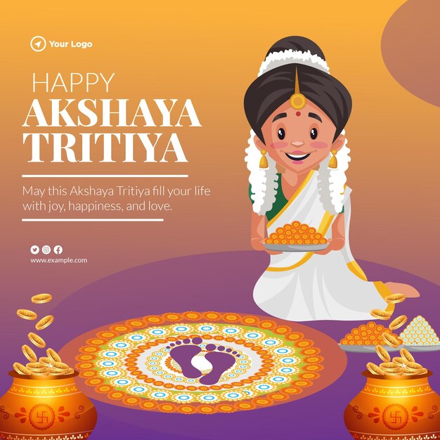 Индуистский фестиваль Happy akshaya tritiya шаблон дизайна баннера