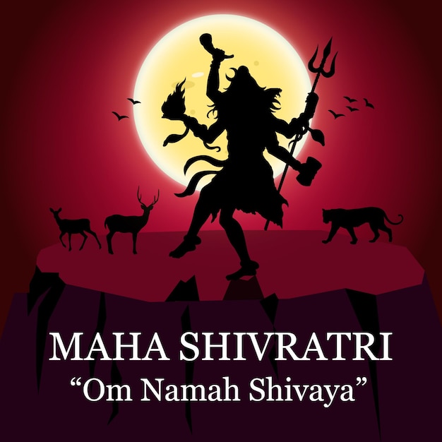 Hindu festival happy maha shivratri banner design template