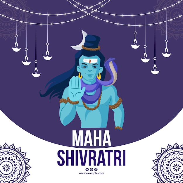 Hindu festival happy Maha Shivratri banner design template