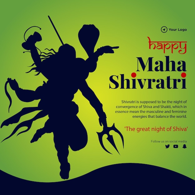 Festival indù felice maha shivratri la grande notte di shiva modello di banner design